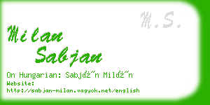 milan sabjan business card